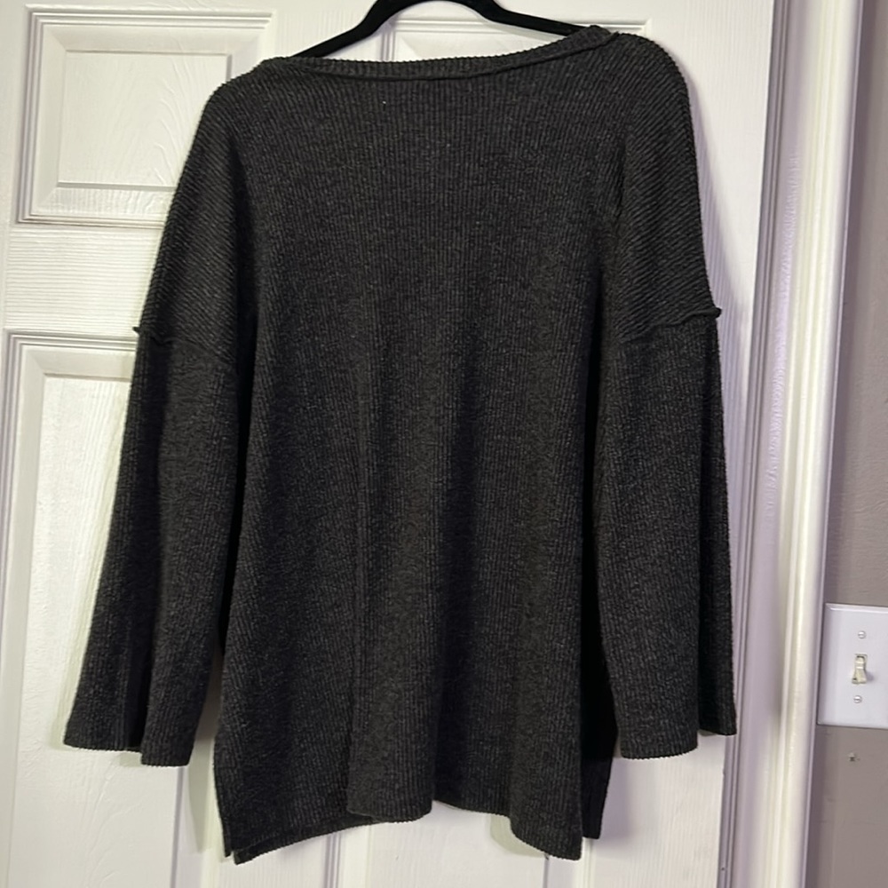 Ribbed Brushed Hacci Henley View 5